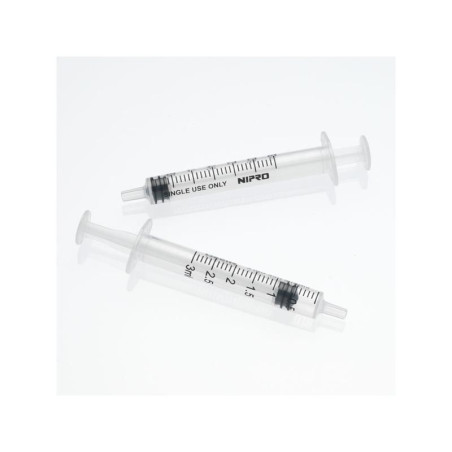 SERINGUE 3 PIECES AVEC LUER CENTRE/EXCENTRE