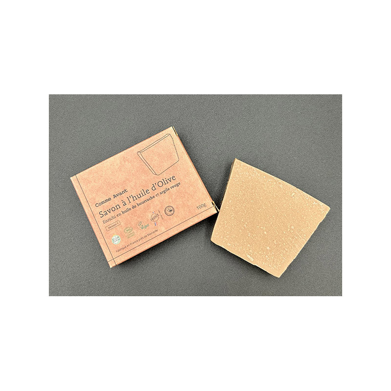 Savon solide huile de bourrache et argile rouge COMME AVANT
