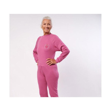 PYJAMA GRENOUILLERE MANCHES ET JAMBES LONGUES INTERLOCK AVEC BRODERIE BOIS DE ROSE