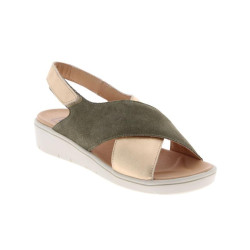 Sandales cuir femme rose kaki ROSY
