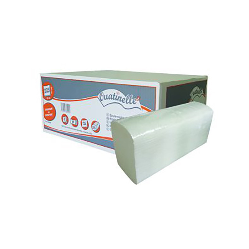 ESSUIE-MAINS ENCHEVÊTRÉS PLIÉS EN W FMTS 21,5X30CM PURE CELL.BLANC 2PL GAUFRÉ COLLÉ ECOLABEL