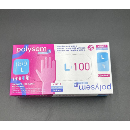 gants vinyle non stériles non poudrés polysem